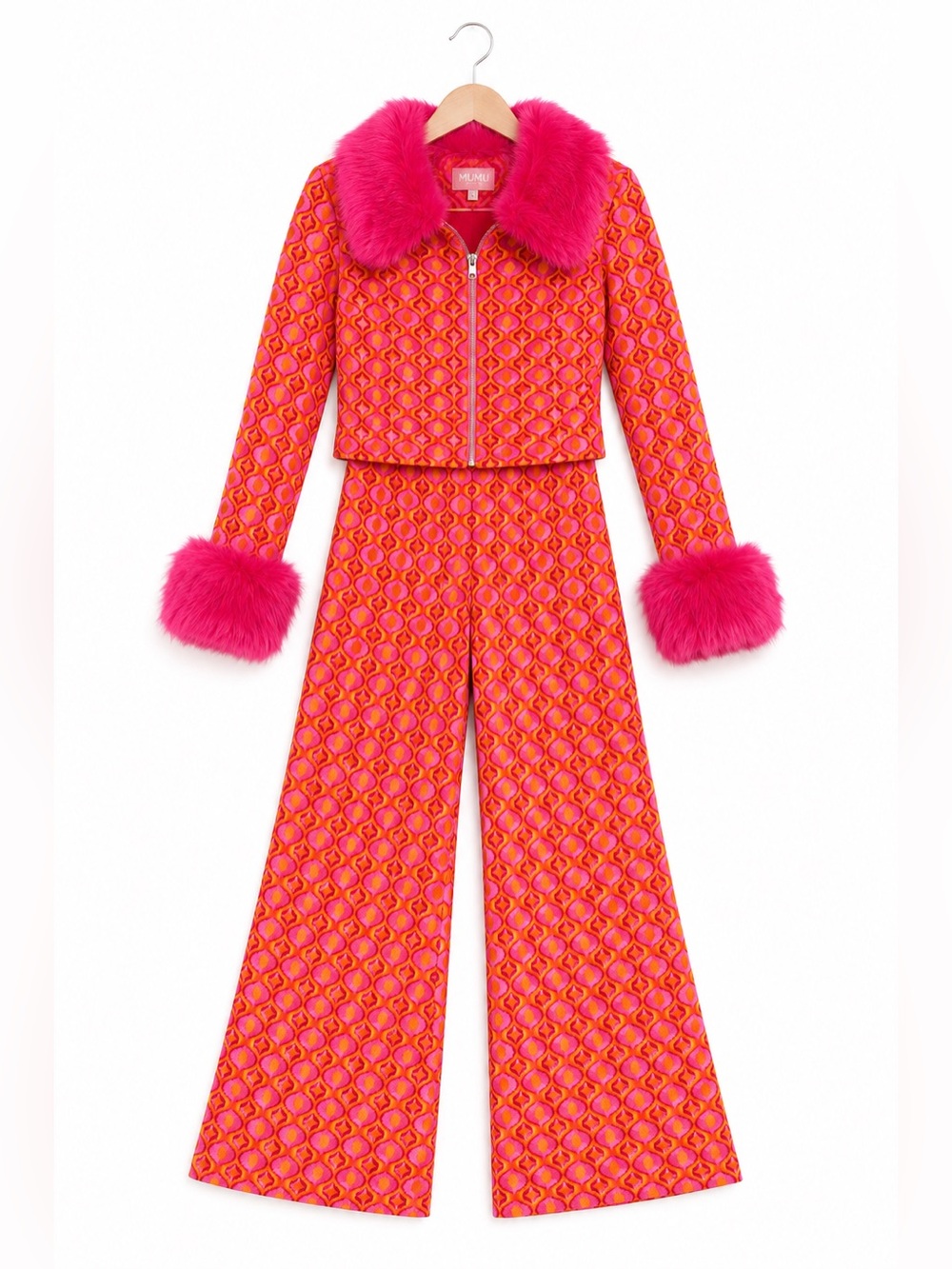 Show Me Your Mumu Zermatt Pink Geo Faux Fur 2pc Set S